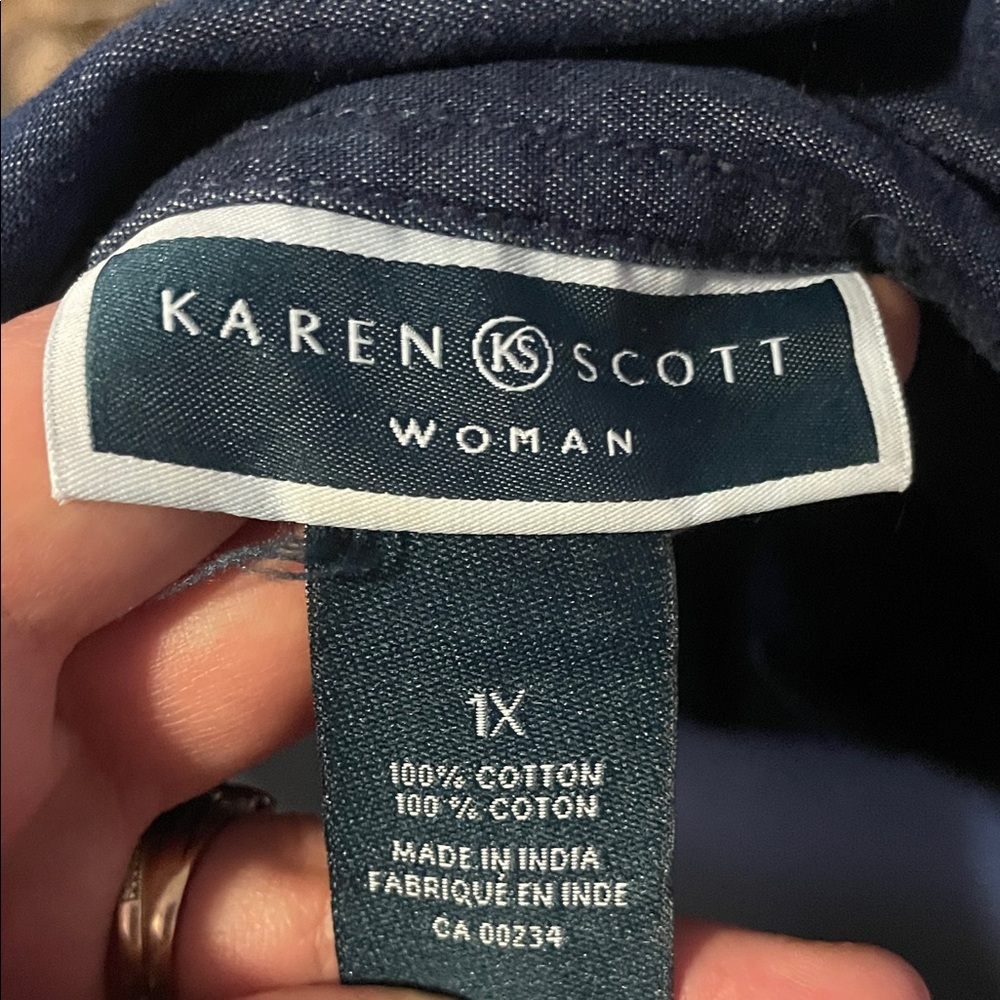 Karen Scott Women's Navy Blue Button Down Shirt - Picture 5 of 5